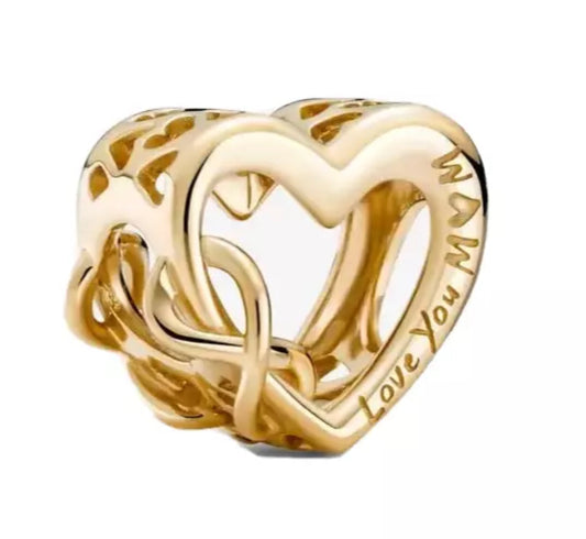 Love You Heart Gold Charm